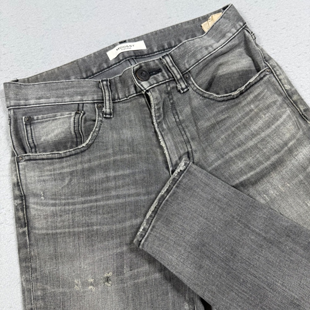 Moussy Vintage Gray Distressed Slim Jeans Made in Japan Size 26